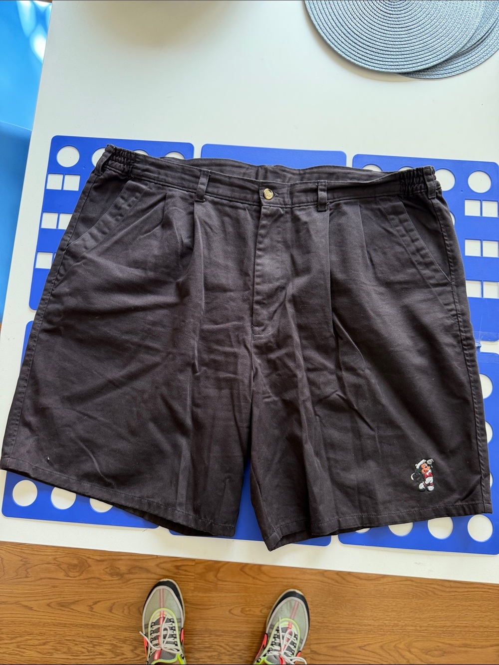 Disney Mickey Mouse Men's Black Casual golf Shorts with Embroidered Graphic